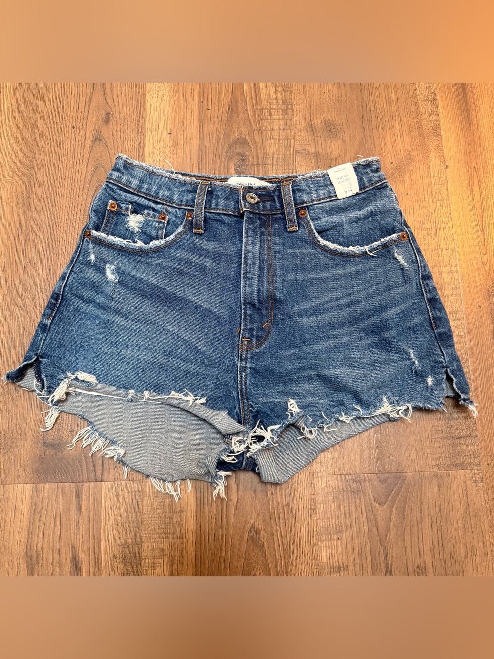 Abercrombie & Fitch High Rise Mom Shorts Denim Dark Wash size 27